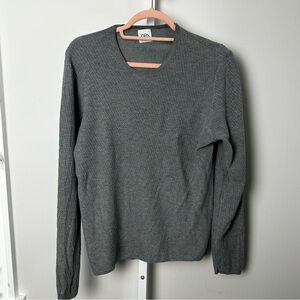 Zara Men's grey  Crewneck Sweater size XL